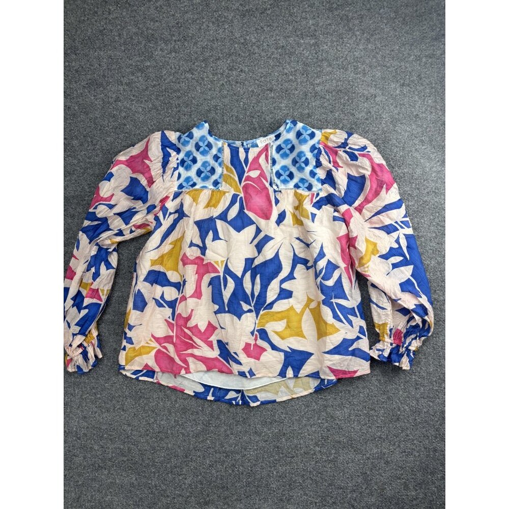 Fate Shirt Womens Medium Multicolor Floral Boho Peasant Blouse Long Sleeve